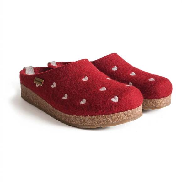NEW HAFLINGER women's cuoricini clogs in red - Picture 2 of 6